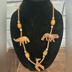 Vintage Safari Wood Necklace